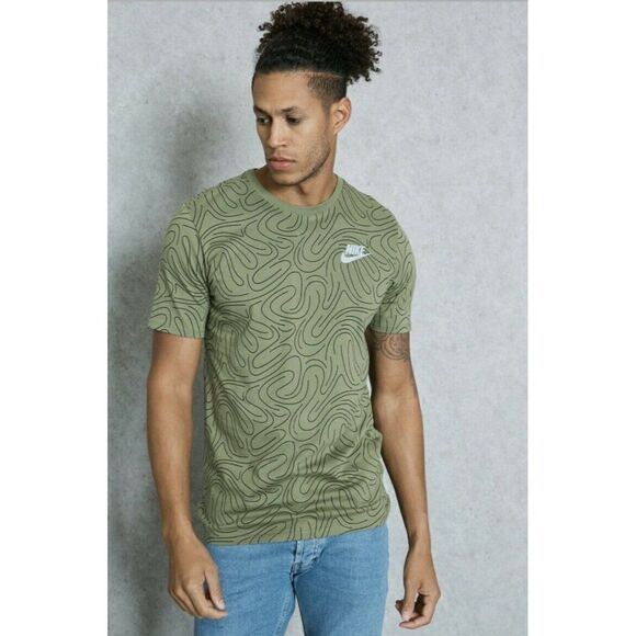 NIKE Swoosh All Over Print T-Shirt 834699-387 Mens - Picture 2 of 11